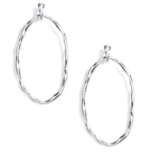 NWT Stitch Fix Marlyn Schiff Marist Silver Oval Hoop Earrings
